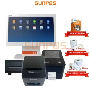[COMBO] Trọn bộ máy bán hàng (SUNMI D2, Máy in mã vạch, Máy in hóa đơn, Két tiền, POS365) cho quán ăn, nhà hàng, cafe